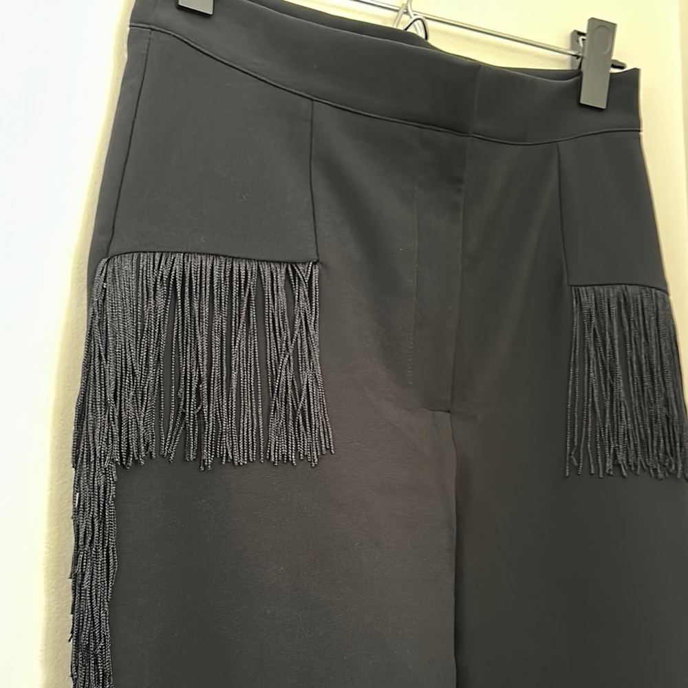 Chic Black Fringe Pants